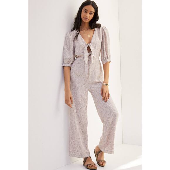 New Anthropologie x En Saison Aceline Floral Jumpsuit $178 XS Front Tie - Picture 1 of 4